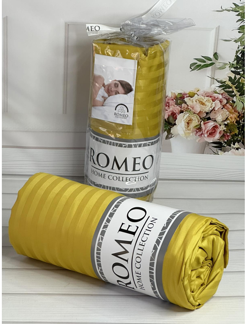 Line Sari 180х200см. Простирадло на резинці. Сатин-страйп. Romeo Туреччина.