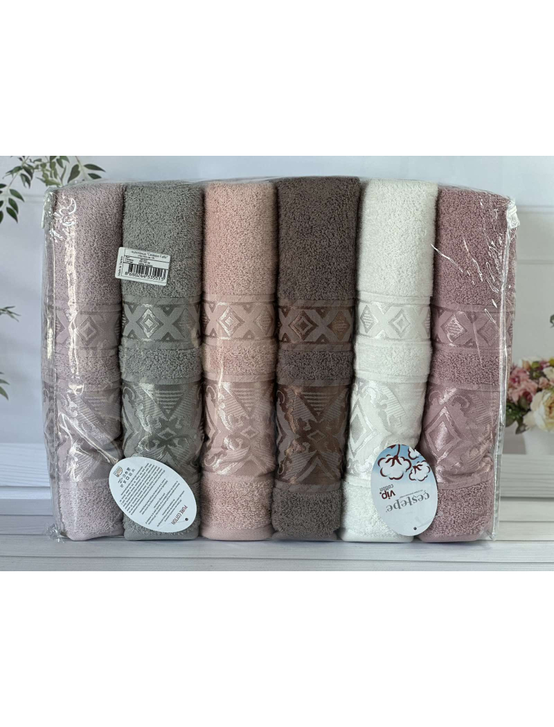 Vip cotton Falfa махрові рушники 70х140см., 6 шт/уп. CestepeТуреччина.