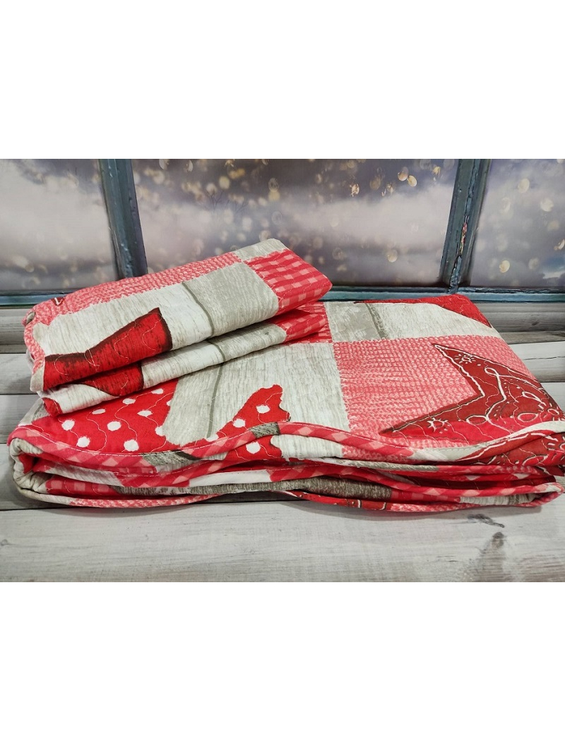 9863 red полуторне покривало. Бавовна. Miss Bella Туреччина