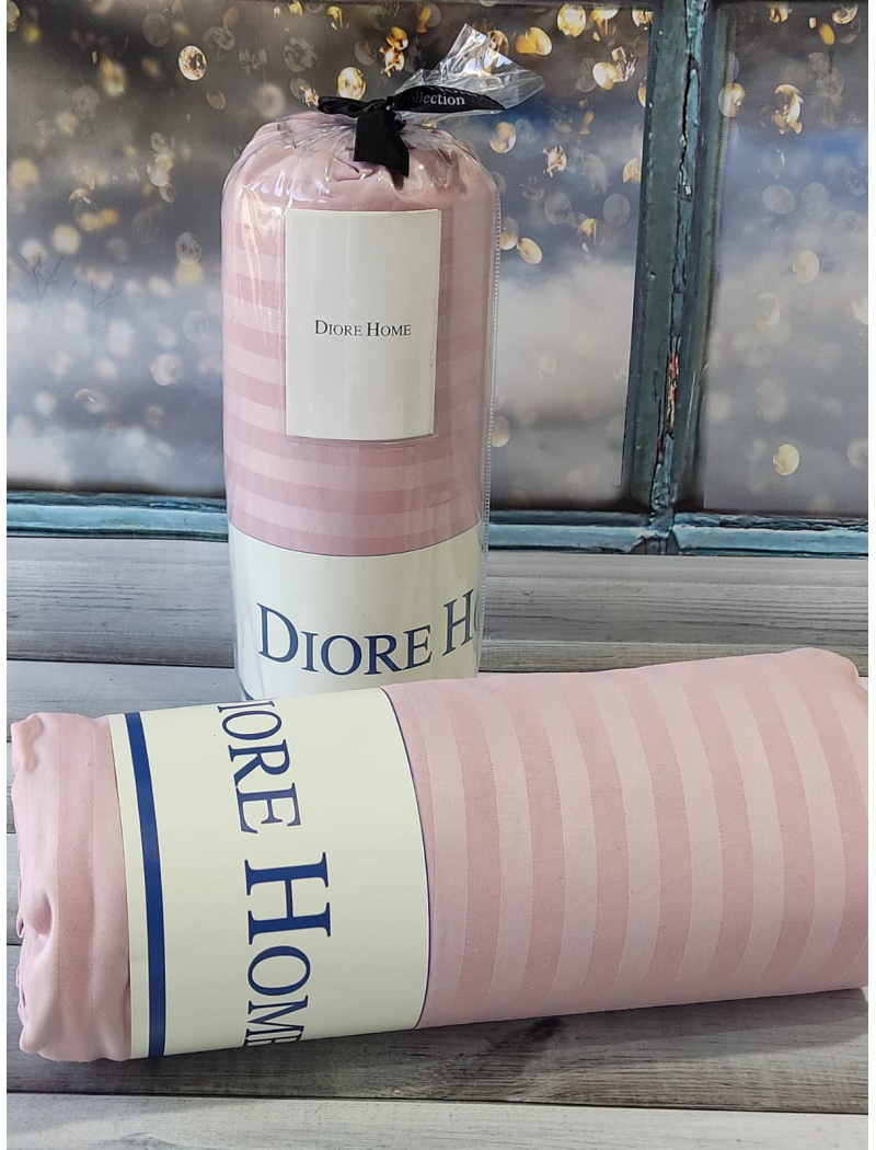 160х200см. Простирадло на резинці. Сатин-страйп. Pudra. Diore Туреччина.