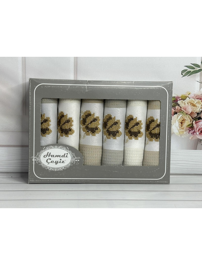 Hamdi bej 45х70см., 6 шт/уп. Вафельні кухонні рушники.