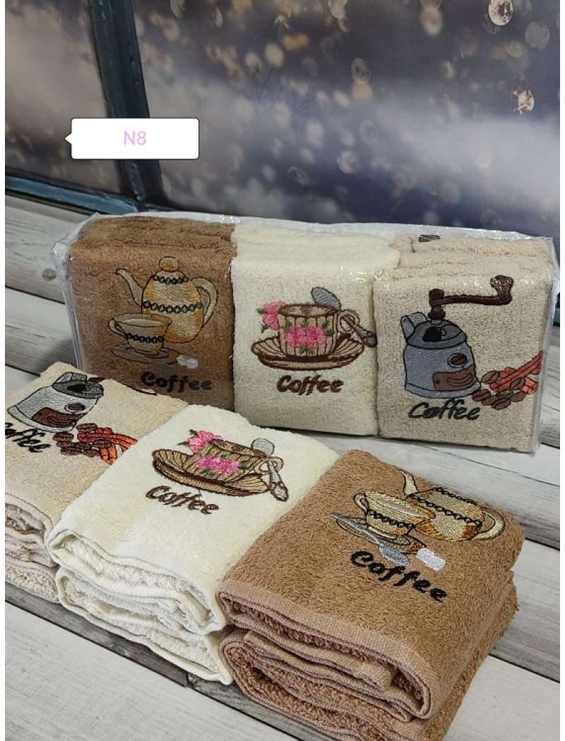 Mame Kofe 30х50см., 6 шт/уп. Кухонні рушники. ПВХ упаковка.