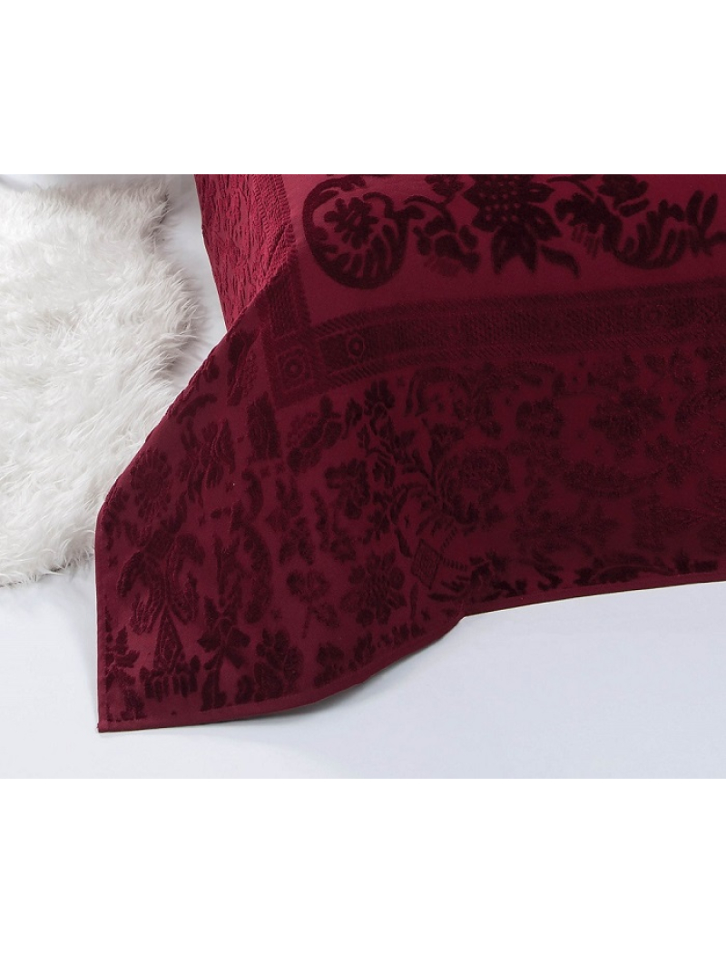 Odessa bordo велюрове простирадло 200х220см. Brlizza Туреччина