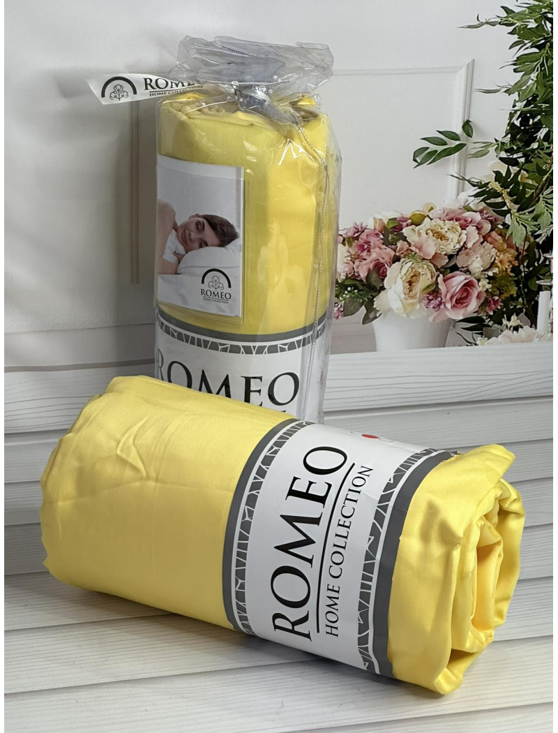 Duz Yellow 180х200см., сатинове простирадло на резинці. RomeoТуреччина.