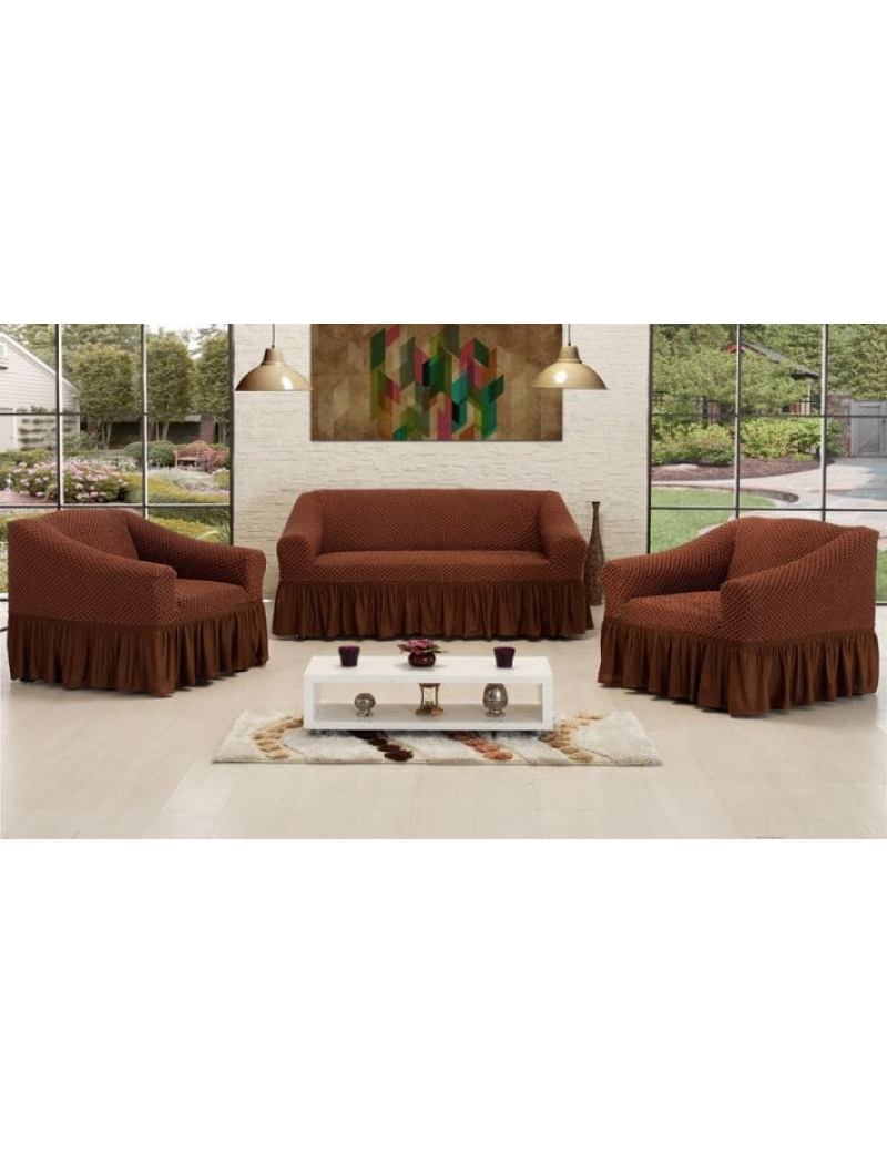 Altinkoza. Kahve чохли на диван та крісла зі спідницею.