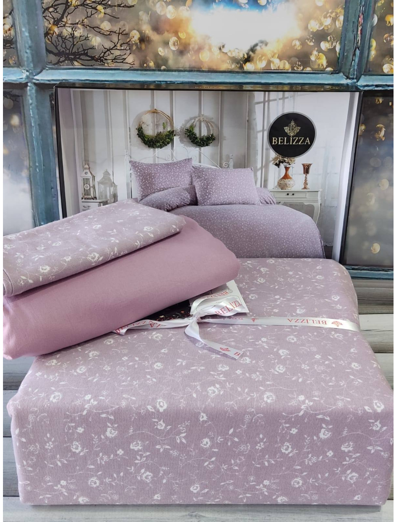 Wisreria lilac фланелева постіль. Євро розмір. Belizza Туреччина.
