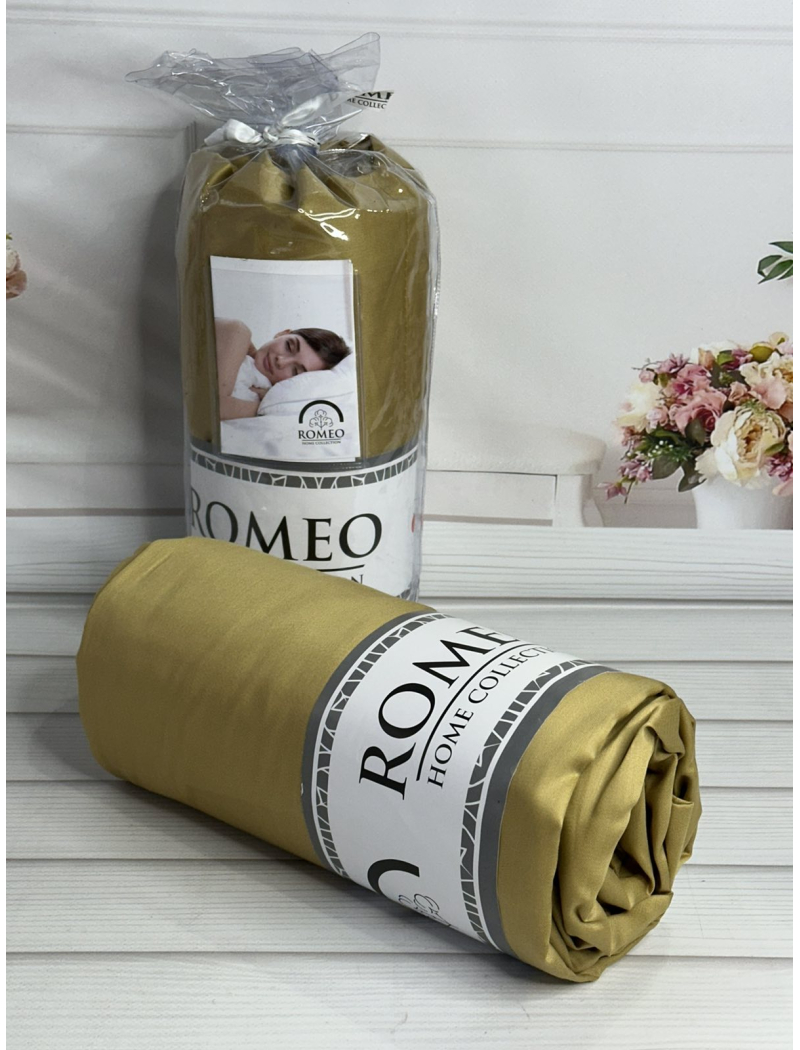 Duz sari 180х200см., сатинове простирадло на резинці. RomeoТуреччина.
