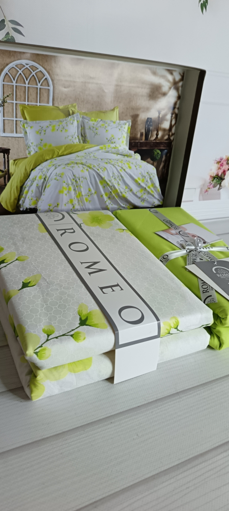 Poplin Sakura yesil постіль з поплин. Євро розмір. Romeo home Туреччина.