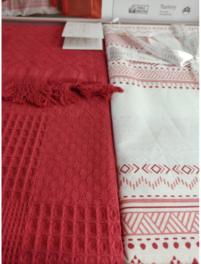 Mela kirmizi Літній набір з вафельним покривалом. Irina Home Туреччина