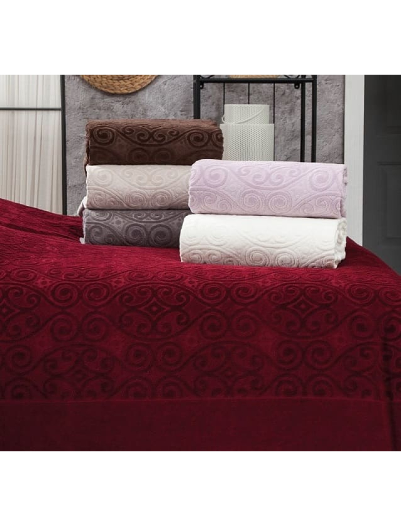 Hanzade bordo велюрове простирадло 200х220см. Brlizza Туреччина