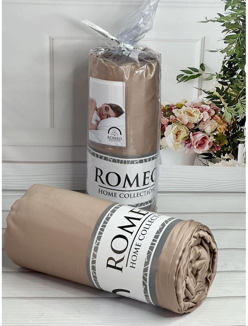 Duz kapichino 180х200см., сатинове простирадло на резинці. RomeoТуреччина.