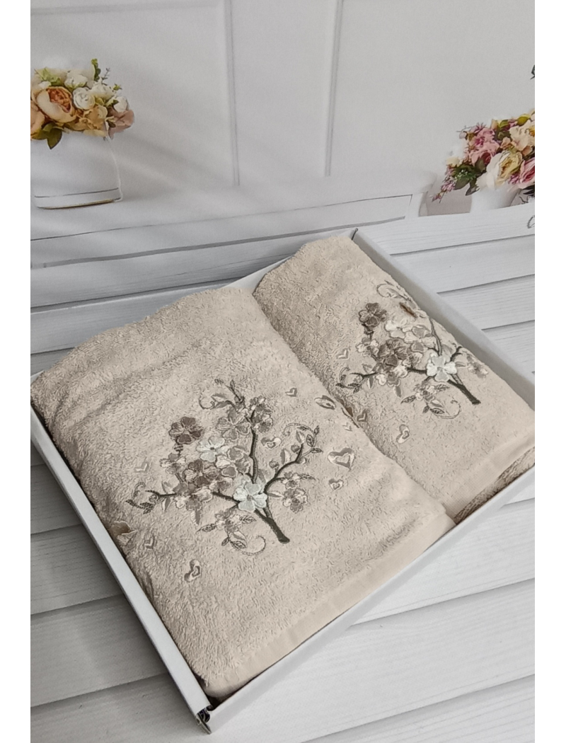 Piante sacura bej 3D 2в1 бавовняні рушники.Туреччина.