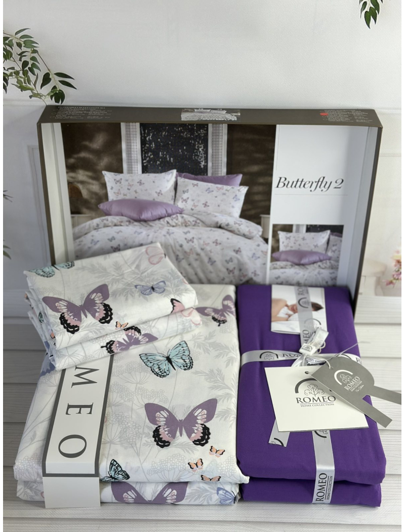 Poplin Butterfly 2 постіль з поплин. Євро розмір. Romeo home Туреччина.