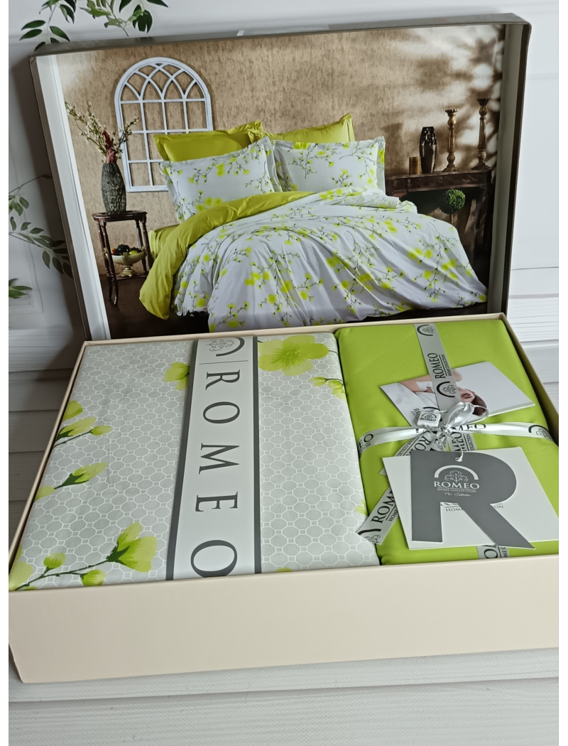Poplin Sakura yesil постіль з поплин. Євро розмір. Romeo home Туреччина.