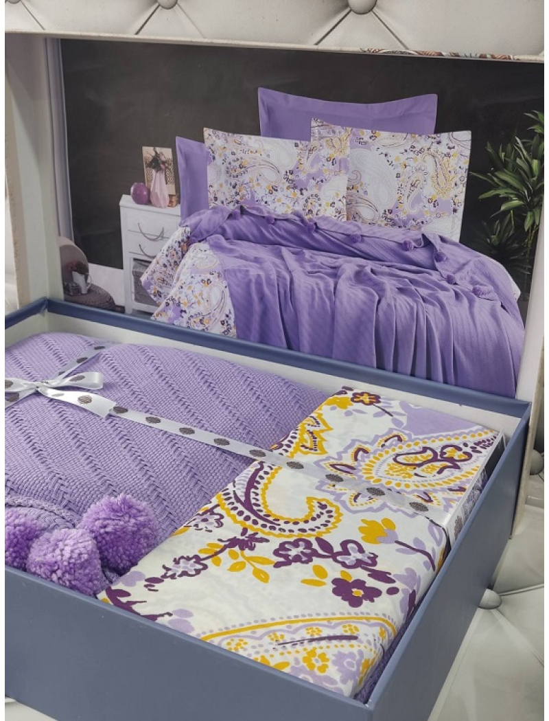 lila літнія постільна білизна з покривалом. Бавовна. First class Туреччина