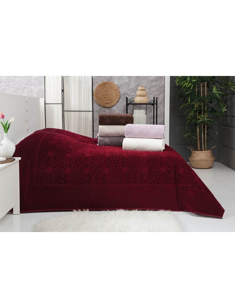 Hanzade bordo велюрове простирадло 200х220см. Brlizza Туреччина