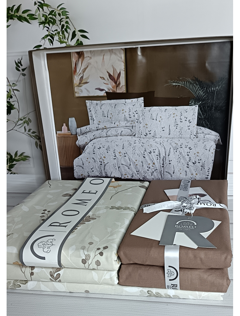 Poplin Flora kahve постіль з поплин. Євро розмір. Romeo home Туреччина.