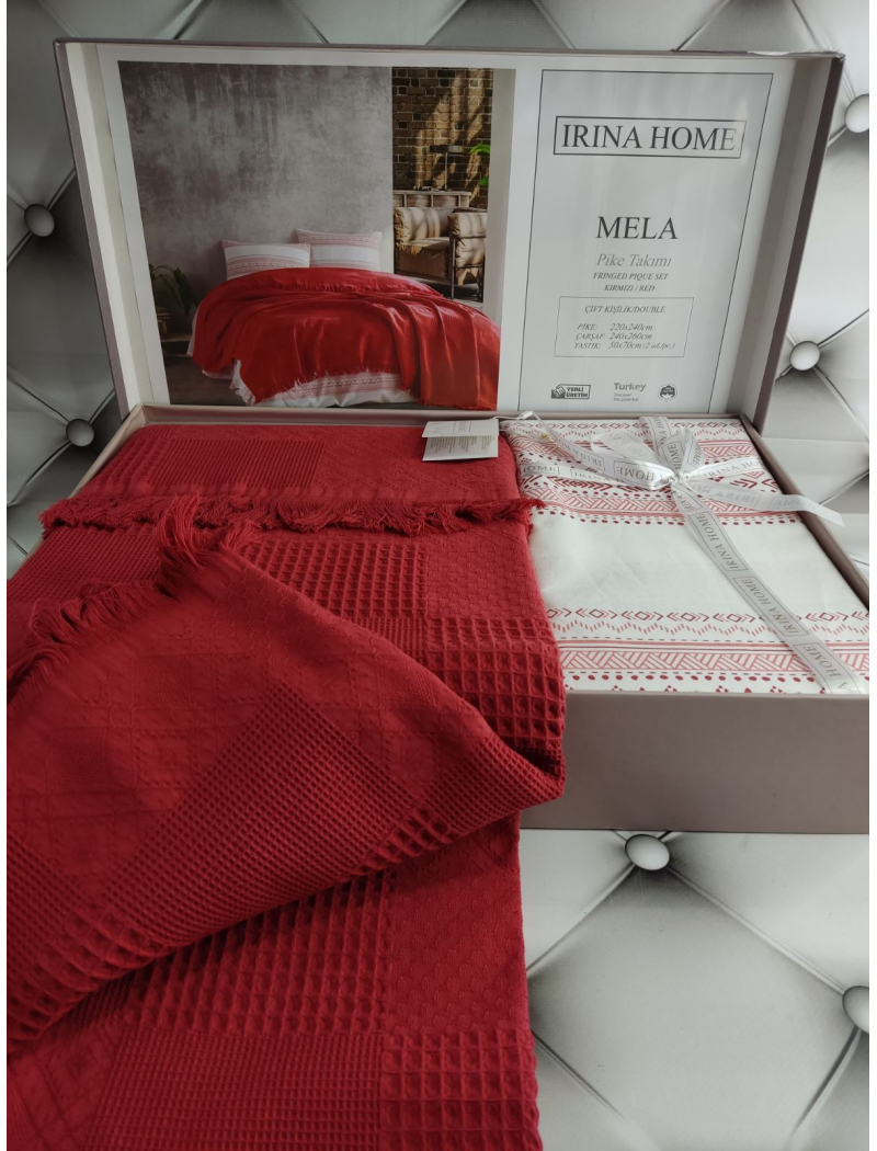 Mela kirmizi Літній набір з вафельним покривалом. Irina Home Туреччина