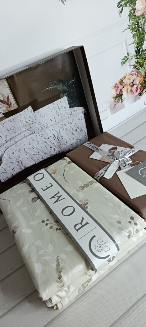 Poplin Flora kahve постіль з поплин. Євро розмір. Romeo home Туреччина.