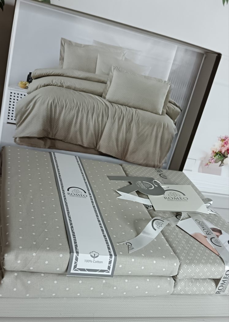 Poplin Goroh bej постіль з поплин. Євро розмір. Romeo home Туреччина.