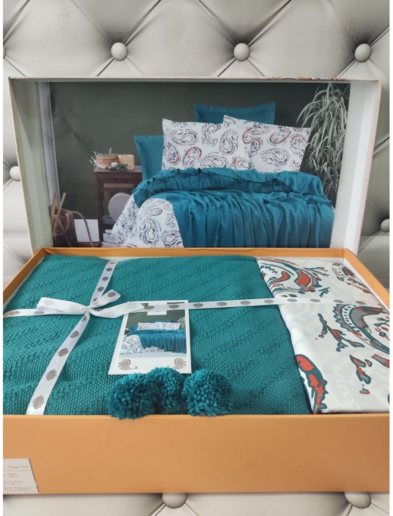 Petrol літнія постільна білизна з покривалом. Бавовна. First class Туреччина