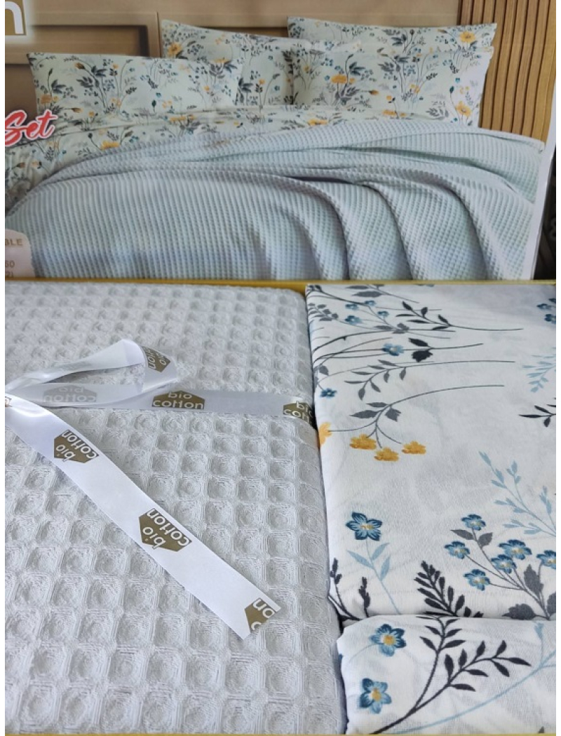 Gri Літній набір з вафельним покривалом. Bio Cotton Туреччина
