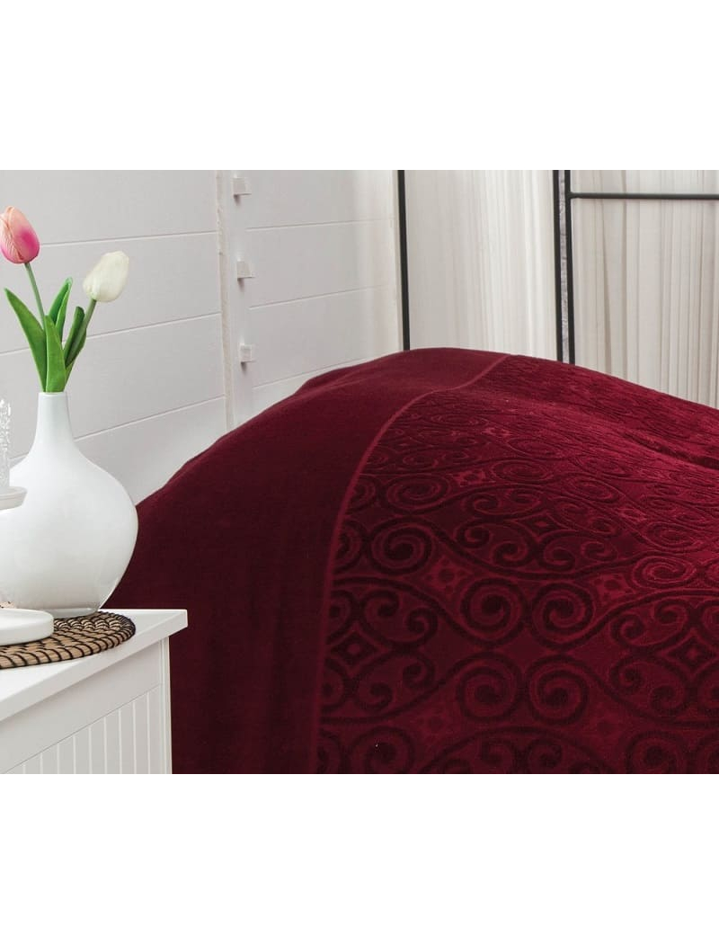 Hanzade bordo велюрове простирадло 200х220см. Brlizza Туреччина