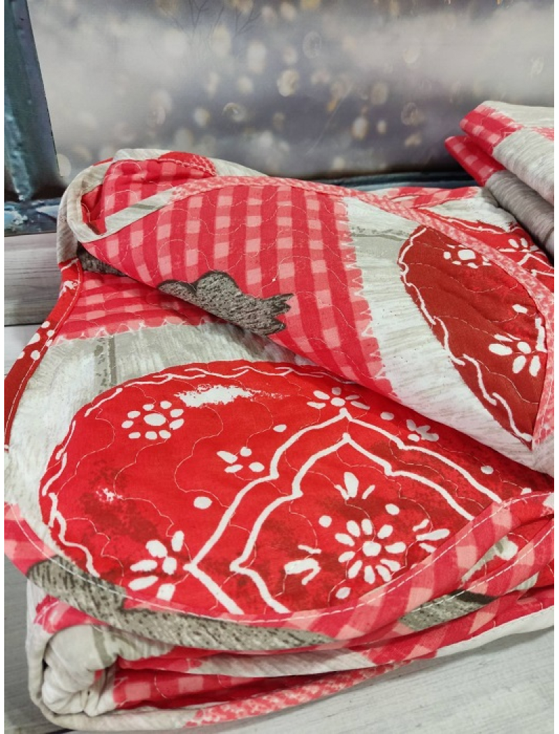 9863 red стботане покривало 250х260см. Бавовна. Miss Bella Туреччина