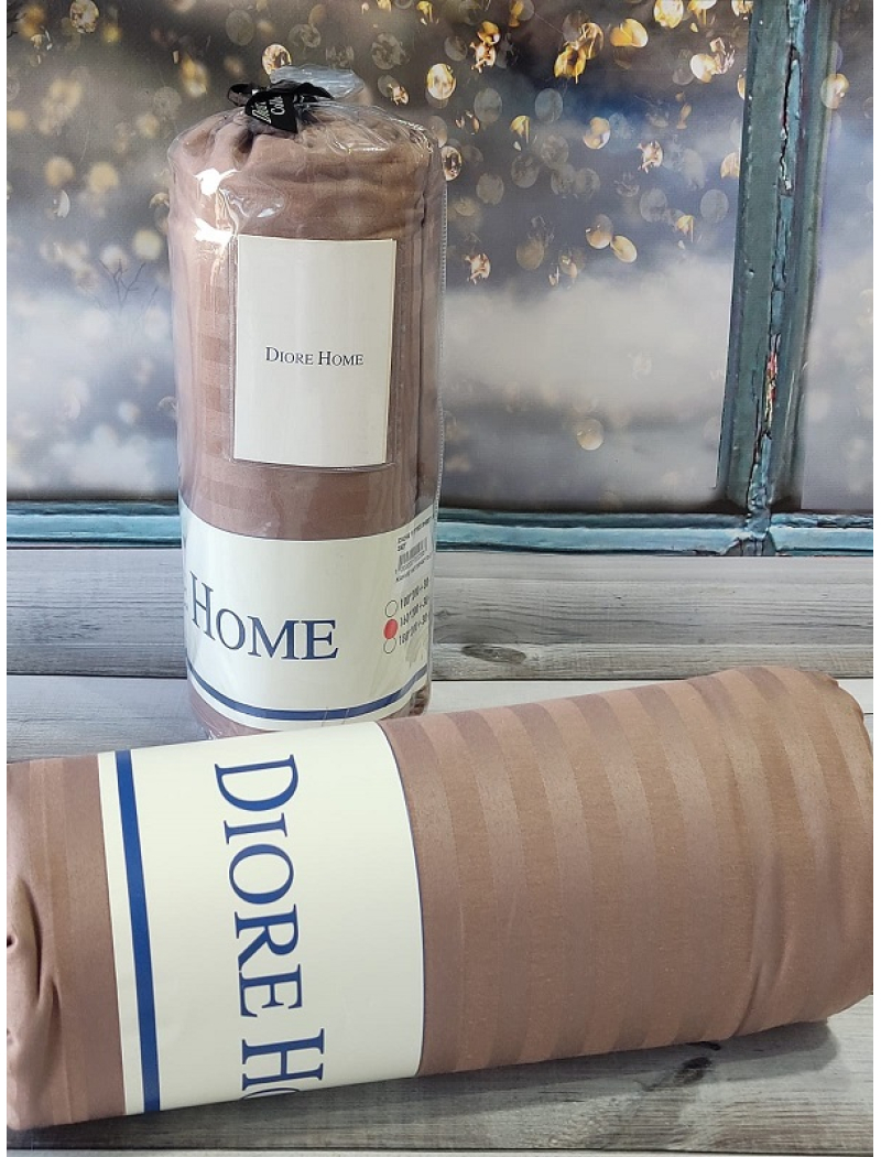 180х200см. Простирадло на резинці. Сатин-страйп. Cofe. Diore Туреччина.