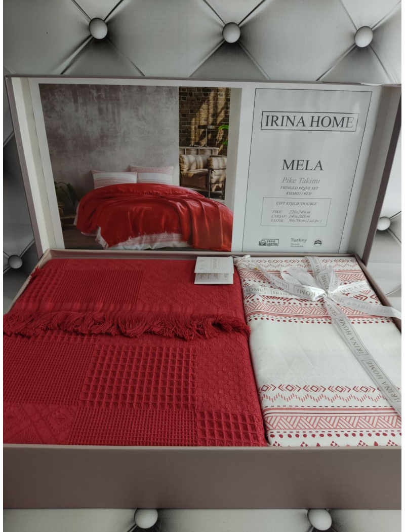Mela kirmizi Літній набір з вафельним покривалом. Irina Home Туреччина