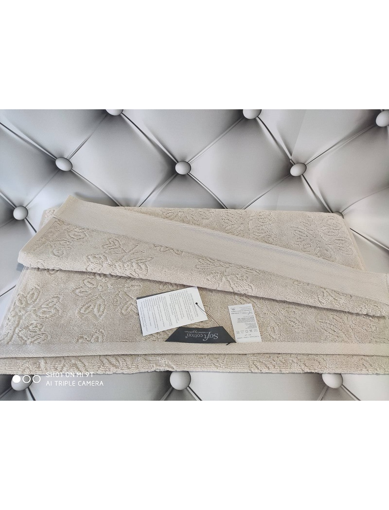Leaf bej махровое полотенце 50х100см., 525 г/м2. Хлопок. Soft cotton Турция.