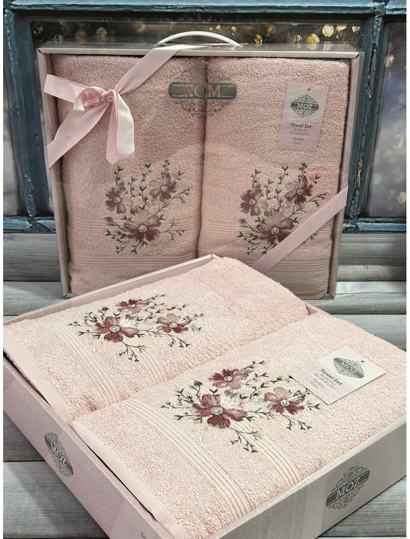 Moz cicek 01 2в1подарунковий набір рушників. 480 г/м2. Moz Туреччина.