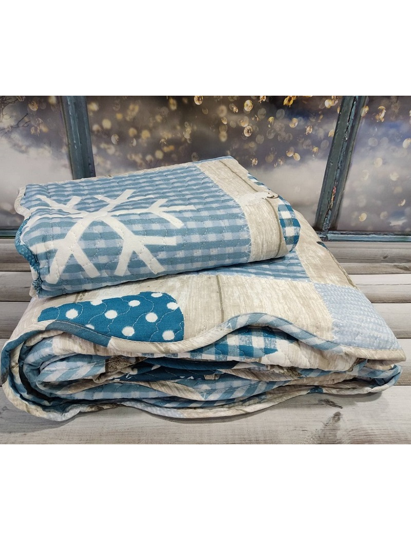 9863 mavi стботане покривало 250х260см. Бавовна. Miss Bella Туреччина