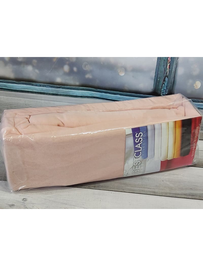 Persik трикотажне простирадло на резинці 180х200см. Best class Туреччина.