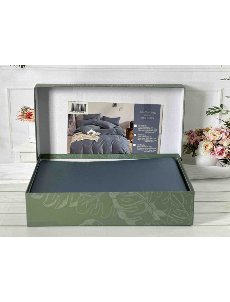 Blue сатинова постільна білизна євро розміру. Word of dream.