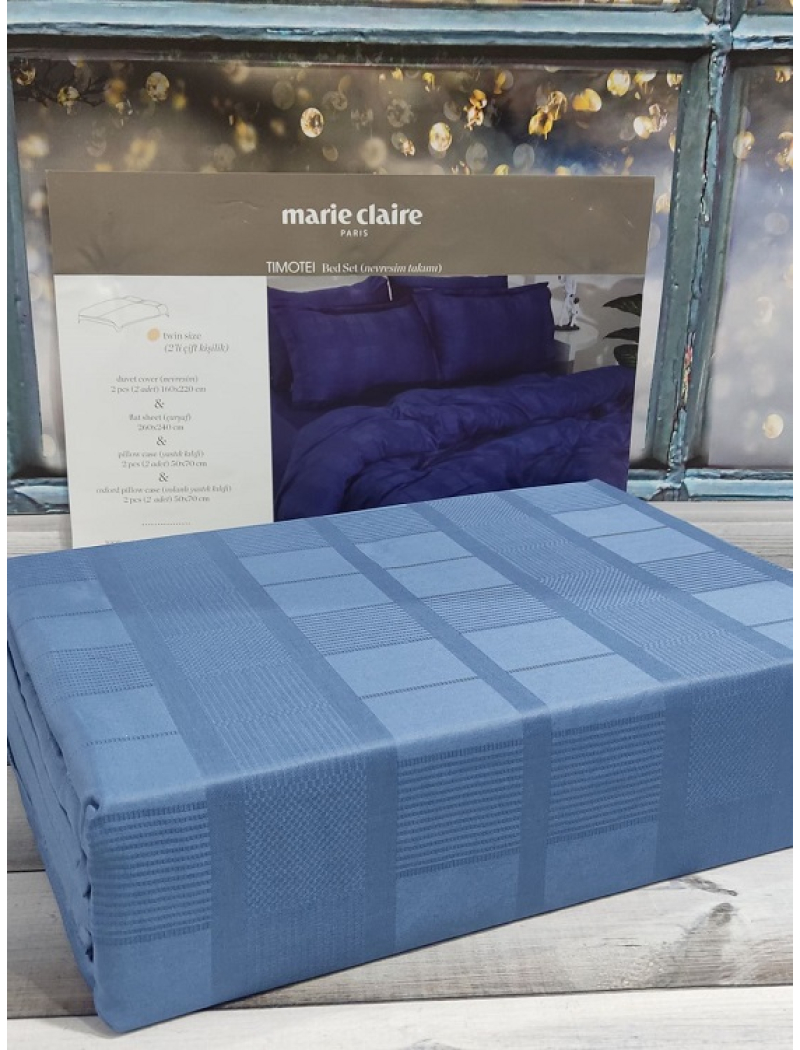Сімейний розмір Timotei Blue Сатин-жаккард постільна білизна. Marie Claire Туреччина