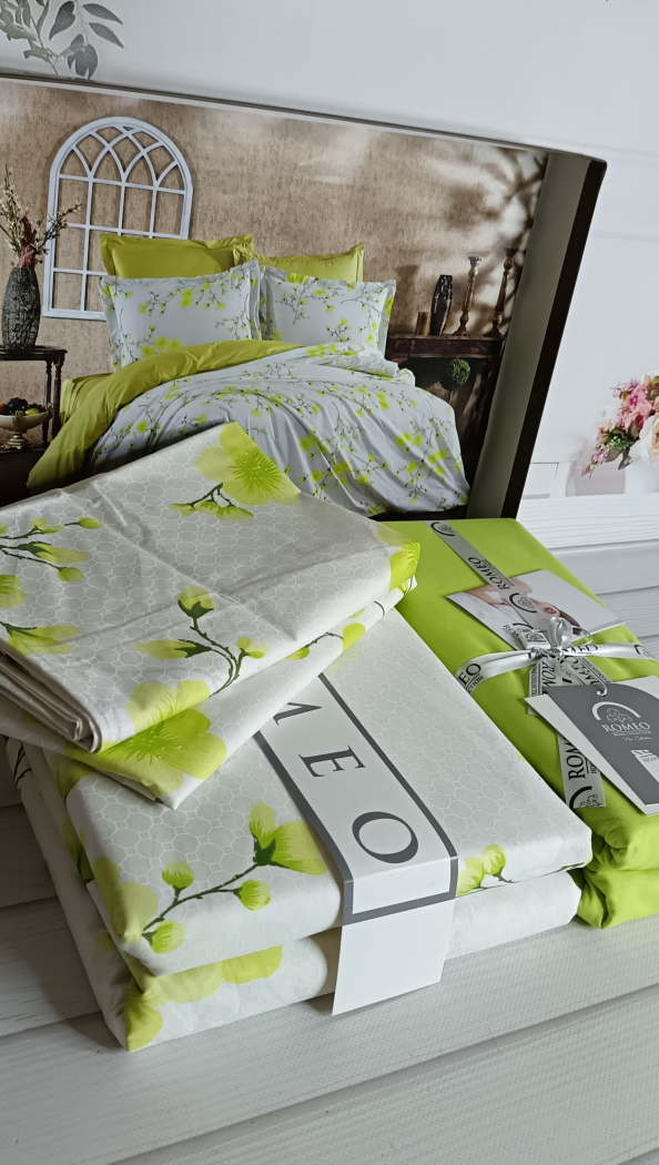 Poplin Sakura yesil постіль з поплин. Євро розмір. Romeo home Туреччина.