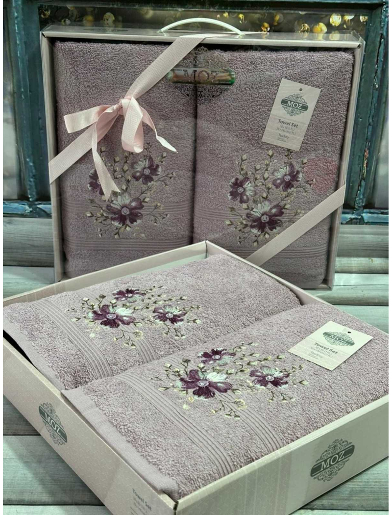 Moz cicek 05 2в1подарунковий набір рушників. 480 г/м2. Moz Туреччина.