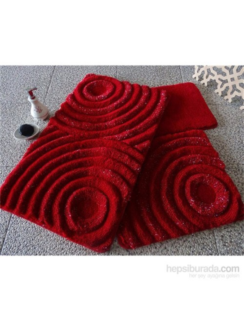 Wave kirmizi набір килимків з високим ворсом. Chilai Туреччина