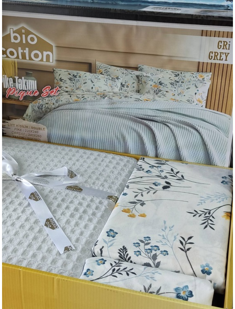 Gri Літній набір з вафельним покривалом. Bio Cotton Туреччина