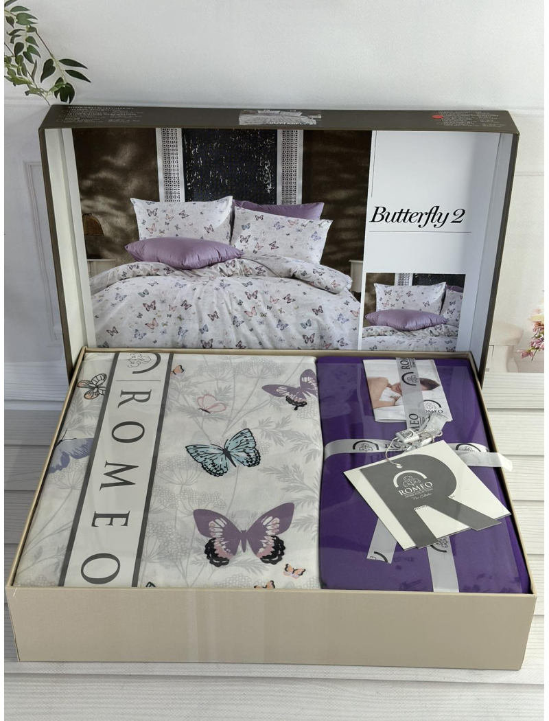 Poplin Butterfly 2 постіль з поплин. Євро розмір. Romeo home Туреччина.