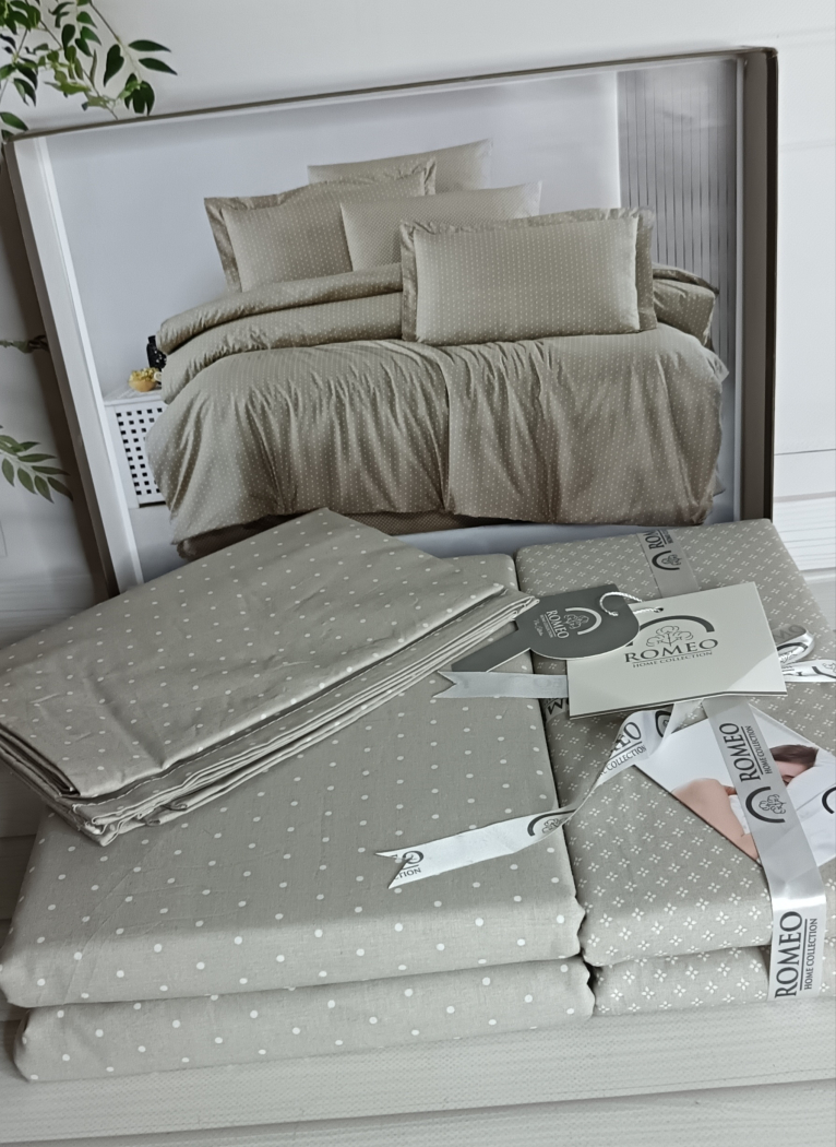 Poplin Goroh bej постіль з поплин. Євро розмір. Romeo home Туреччина.