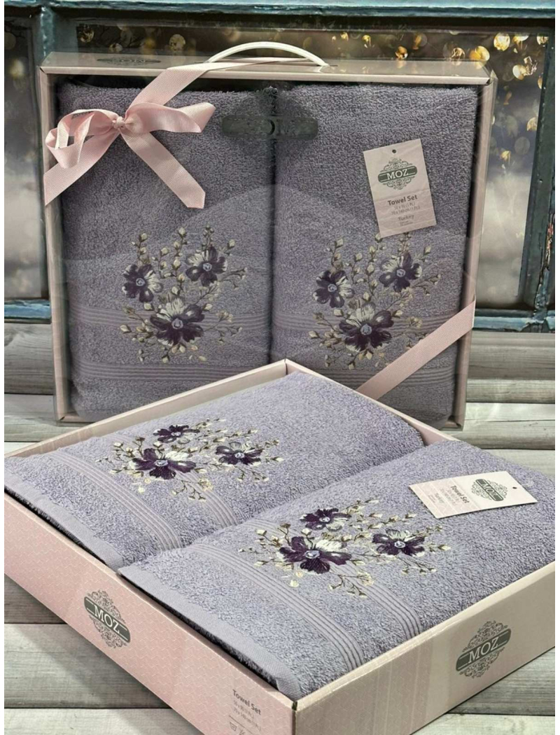 Moz cicek 07 2в1подарунковий набір рушників. 480 г/м2. Moz Туреччина.