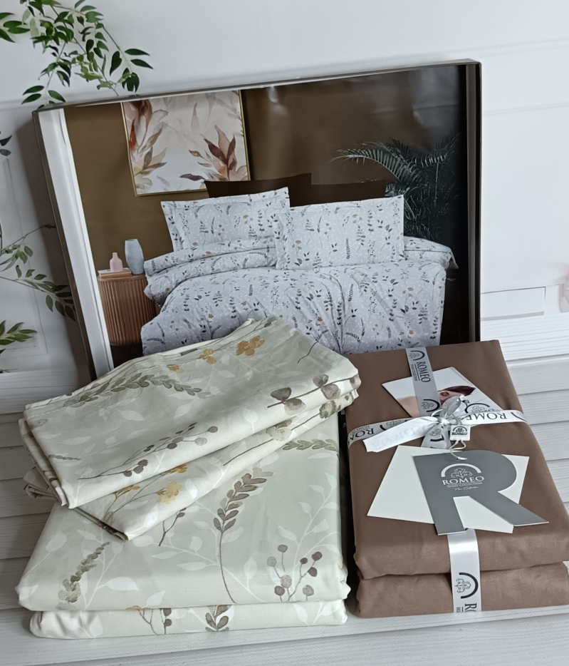 Poplin Flora kahve постіль з поплин. Євро розмір. Romeo home Туреччина.