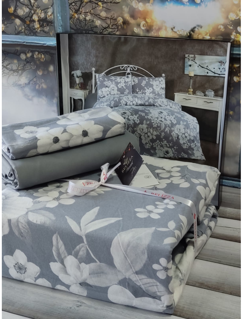 Daffodil grey фланелева постіль. Полуторний розмір. Belizza Туреччина.