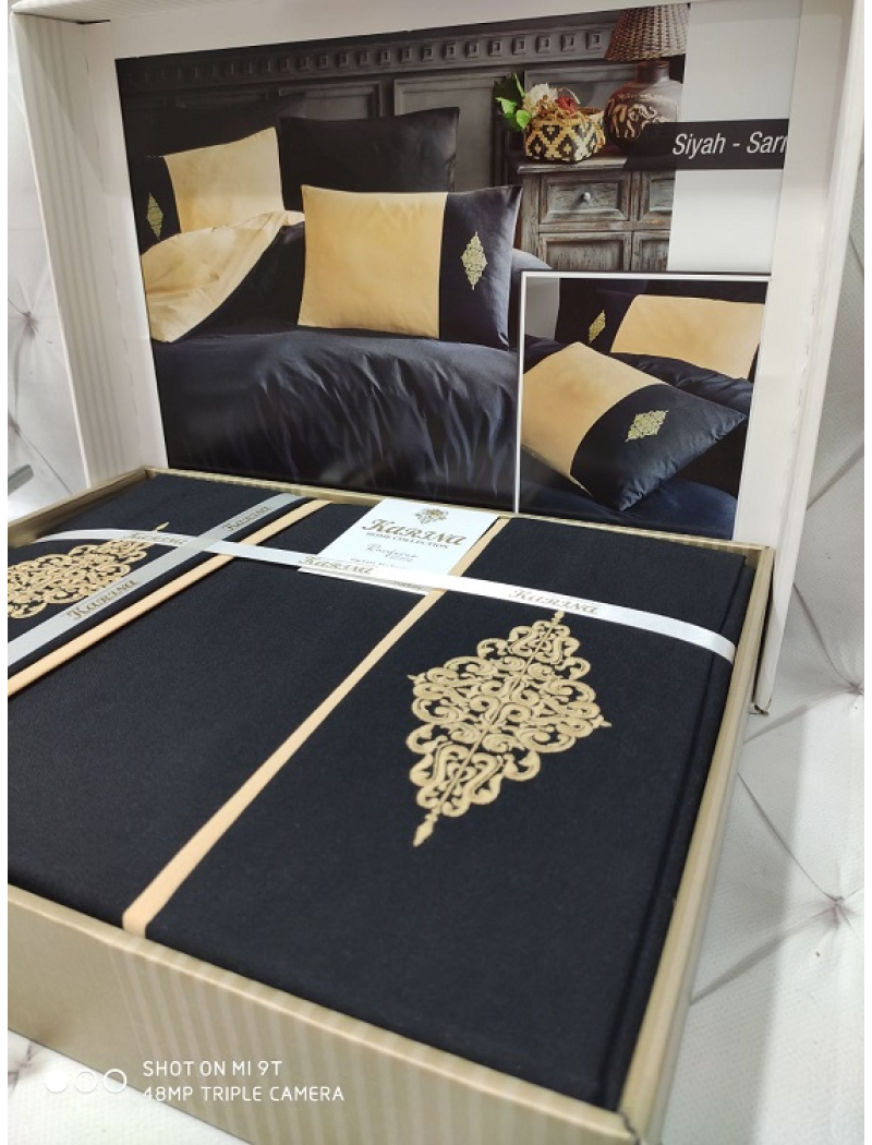 copy_Sari gri постільна білизна з вишивкою. Євро розмір. Ранфорс. Karina Туреччина.