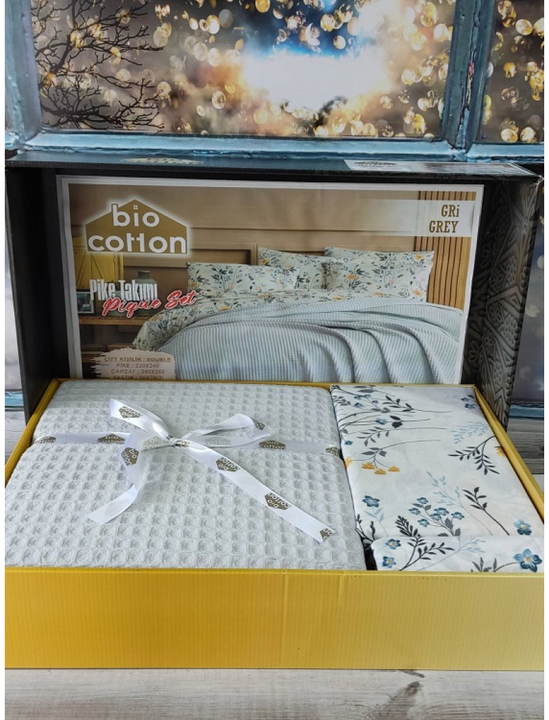 Gri Літній набір з вафельним покривалом. Bio Cotton Туреччина