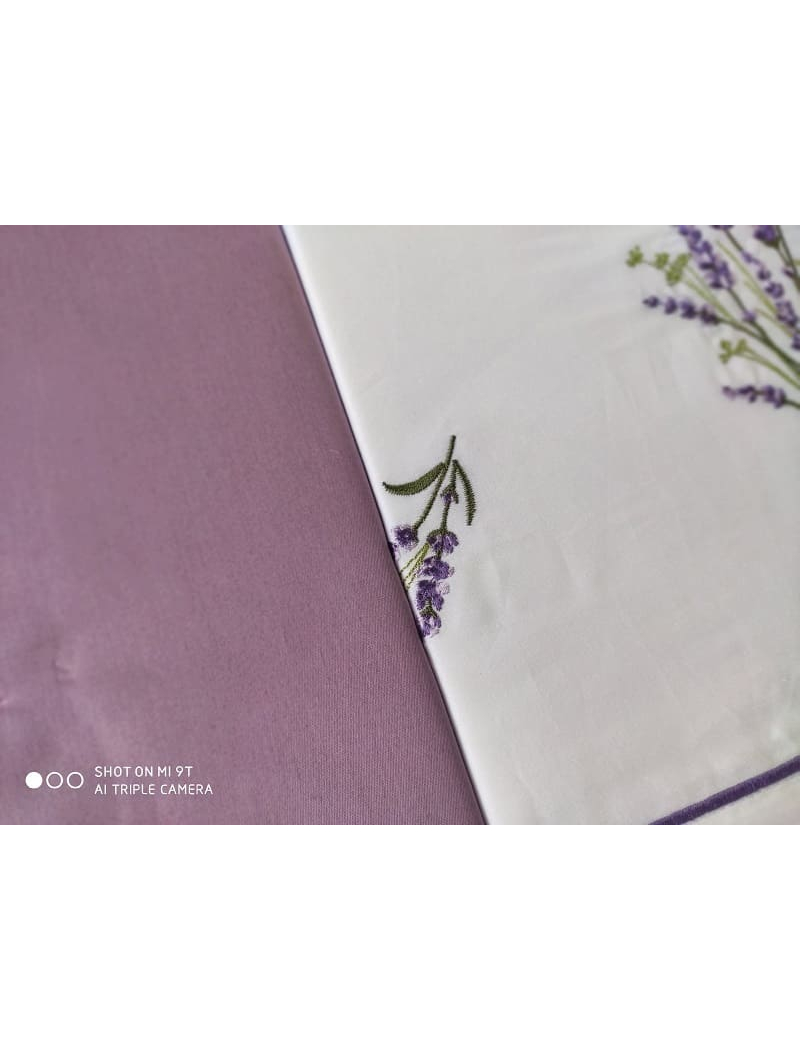 Lavender сатинова постіль з вишивкою. Євро розмір. Dantela vita Туреччина.