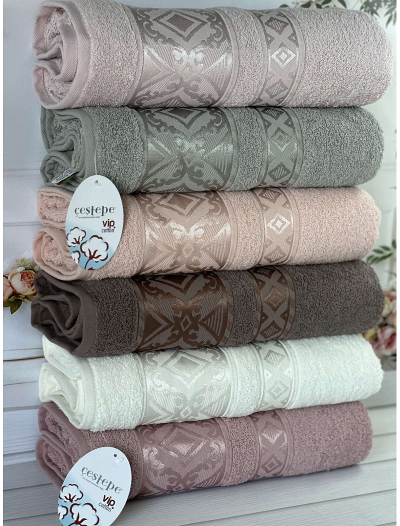 Vip cotton Falfa махрові рушники 70х140см., 6 шт/уп. CestepeТуреччина.