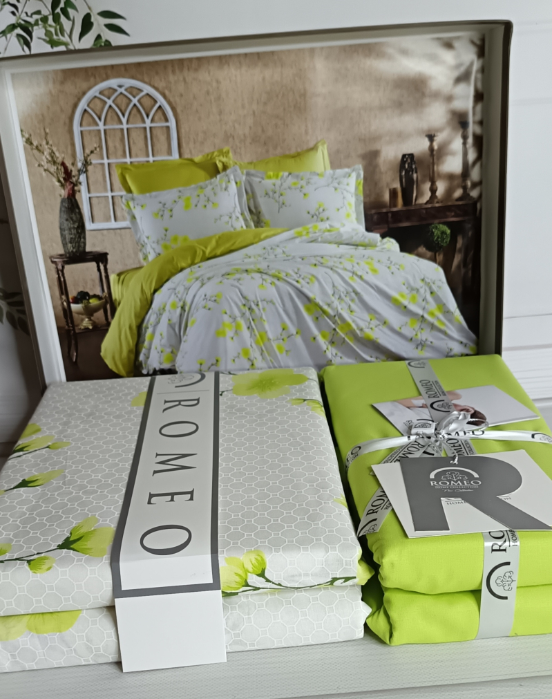 Poplin Sakura yesil постіль з поплин. Євро розмір. Romeo home Туреччина.